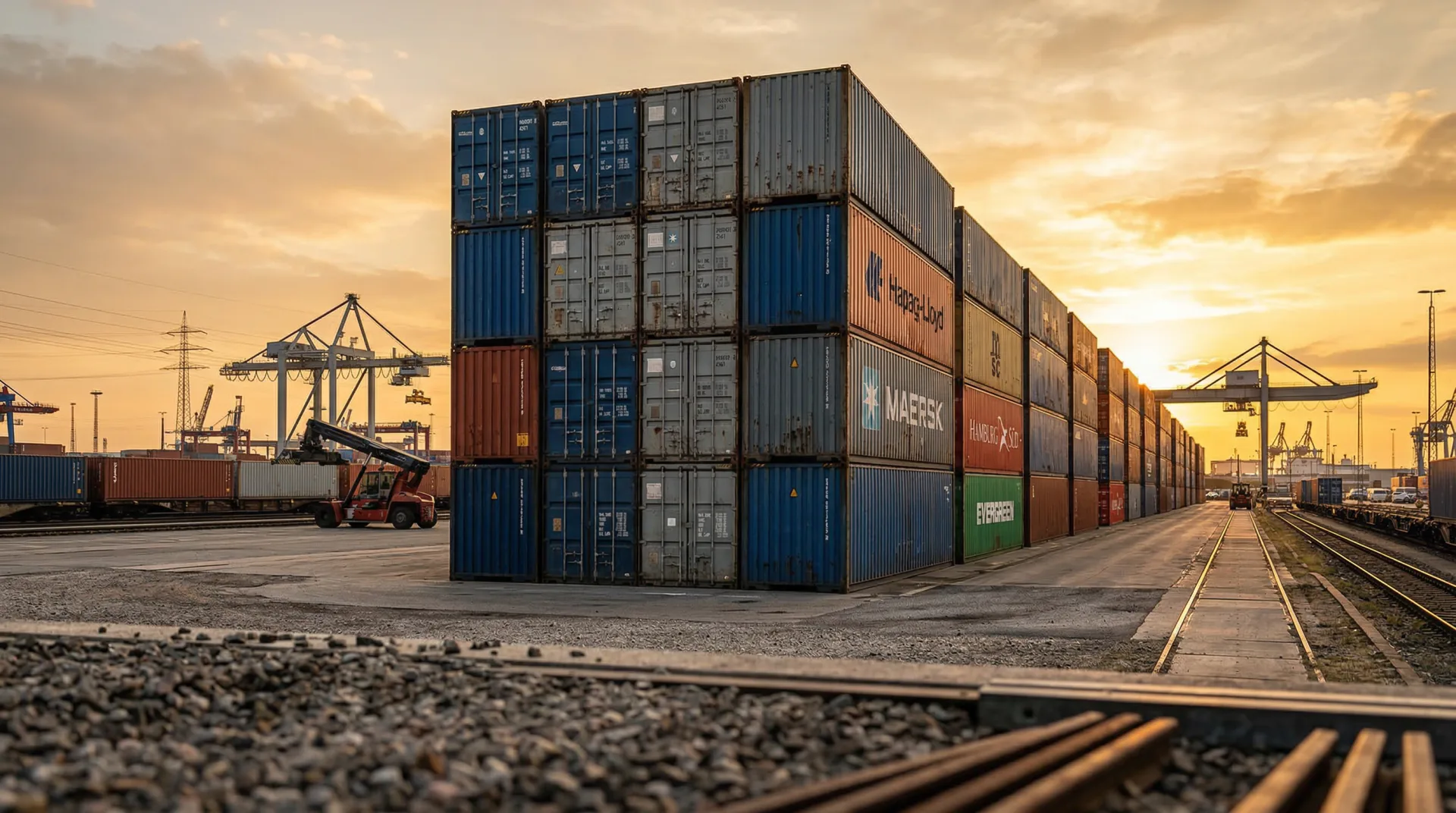 Shipping containers at logistics depot